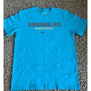 Nike DRI FIT Men's Florida Seminoles Tee Turquoise Basketball Shirt Medium READ